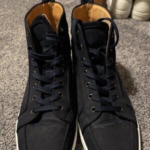 Christian Louboutin Louis Orlato Flat Navy leather- Men Shoes